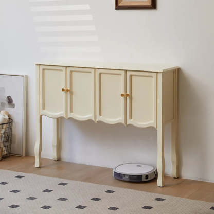 Brown Wood Rectangular Storage Console Table