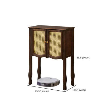 Brown Wood Rectangular Storage Console Table
