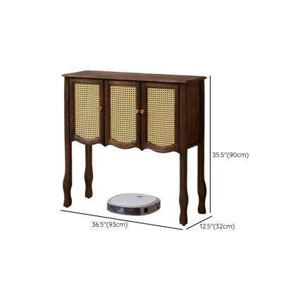 Brown Wood Rectangular Storage Console Table