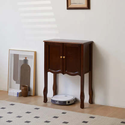 Brown Wood Rectangular Storage Console Table — Dark Walnut