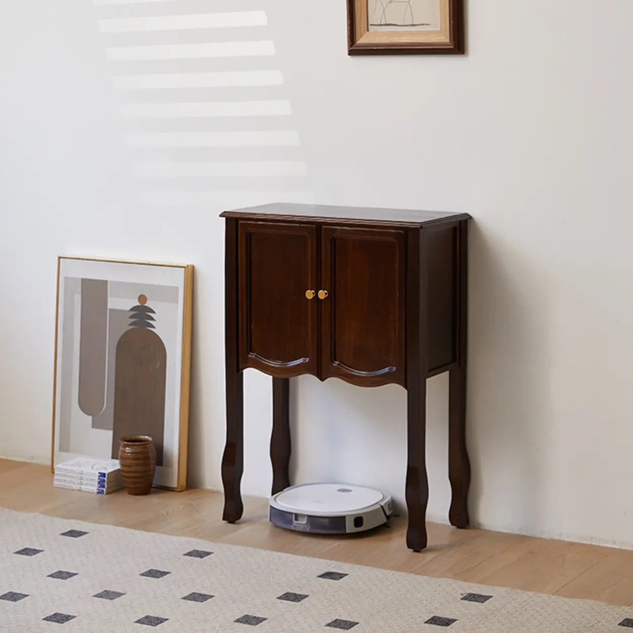 Brown Wood Rectangular Storage Console Table — Brown