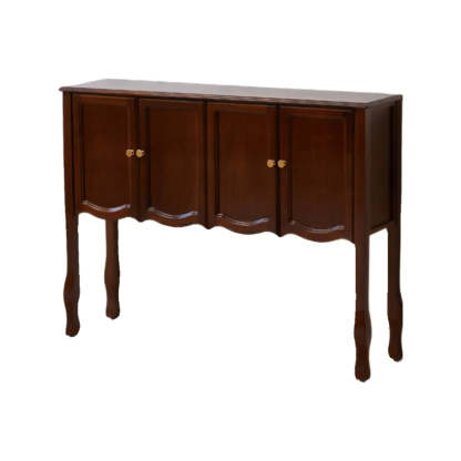 Brown Wood Rectangular Storage Console Table — Ivory