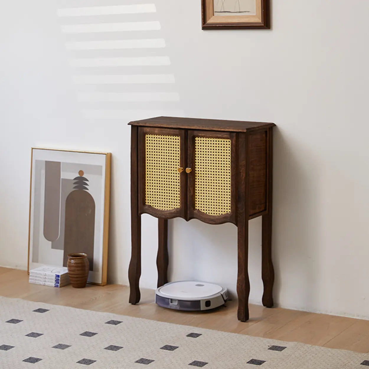 Brown Wood Rectangular Storage Console Table — Brown