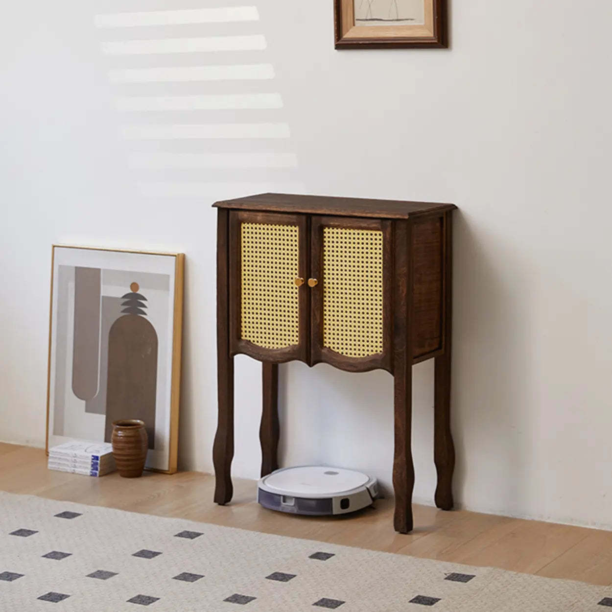 Brown Wood Rectangular Storage Console Table — Brown