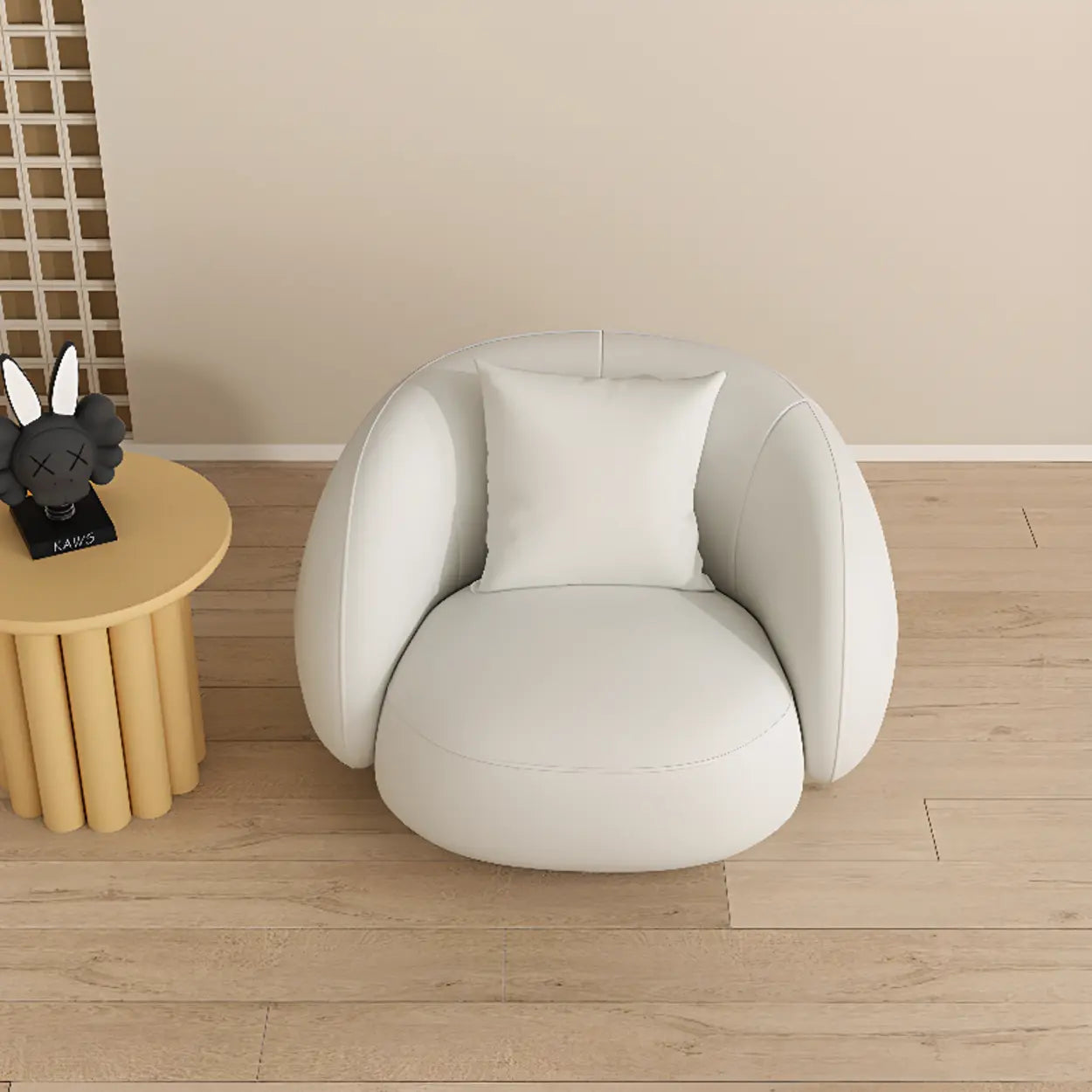 Stain Resistant Sloped Arm Round Base Barrel Chair — Lemon Yellow / Tech Cloth