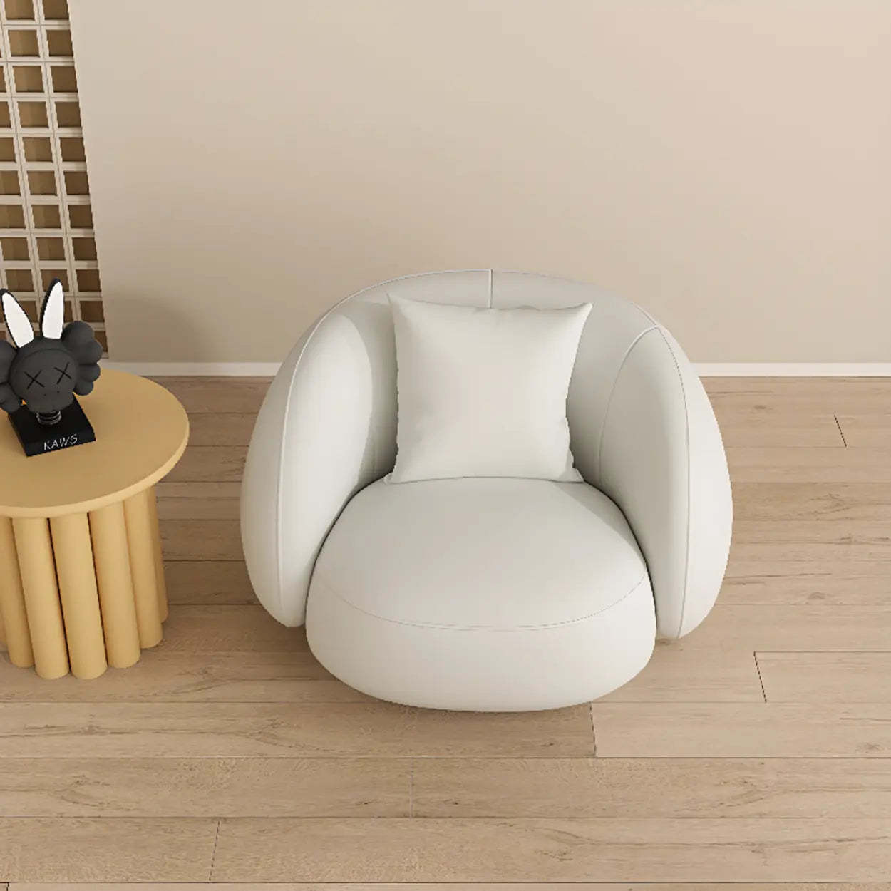 Stain Resistant Sloped Arm Round Base Barrel Chair — Lemon Yellow / Tech Cloth