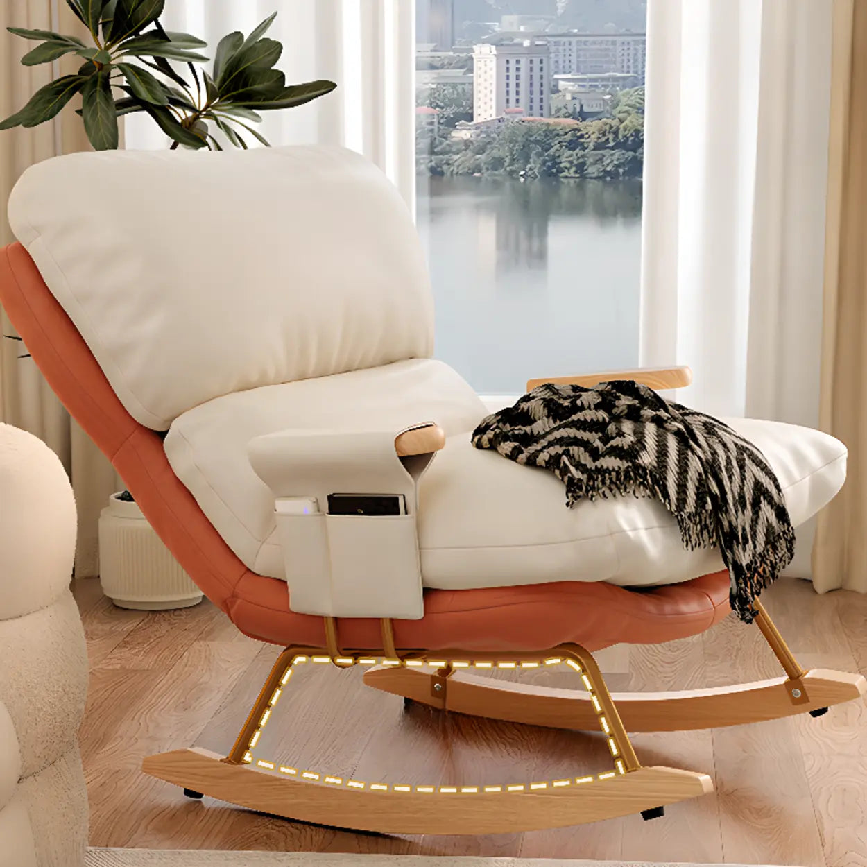 Stain-Resistant Recessed-Arm Rocking Chair