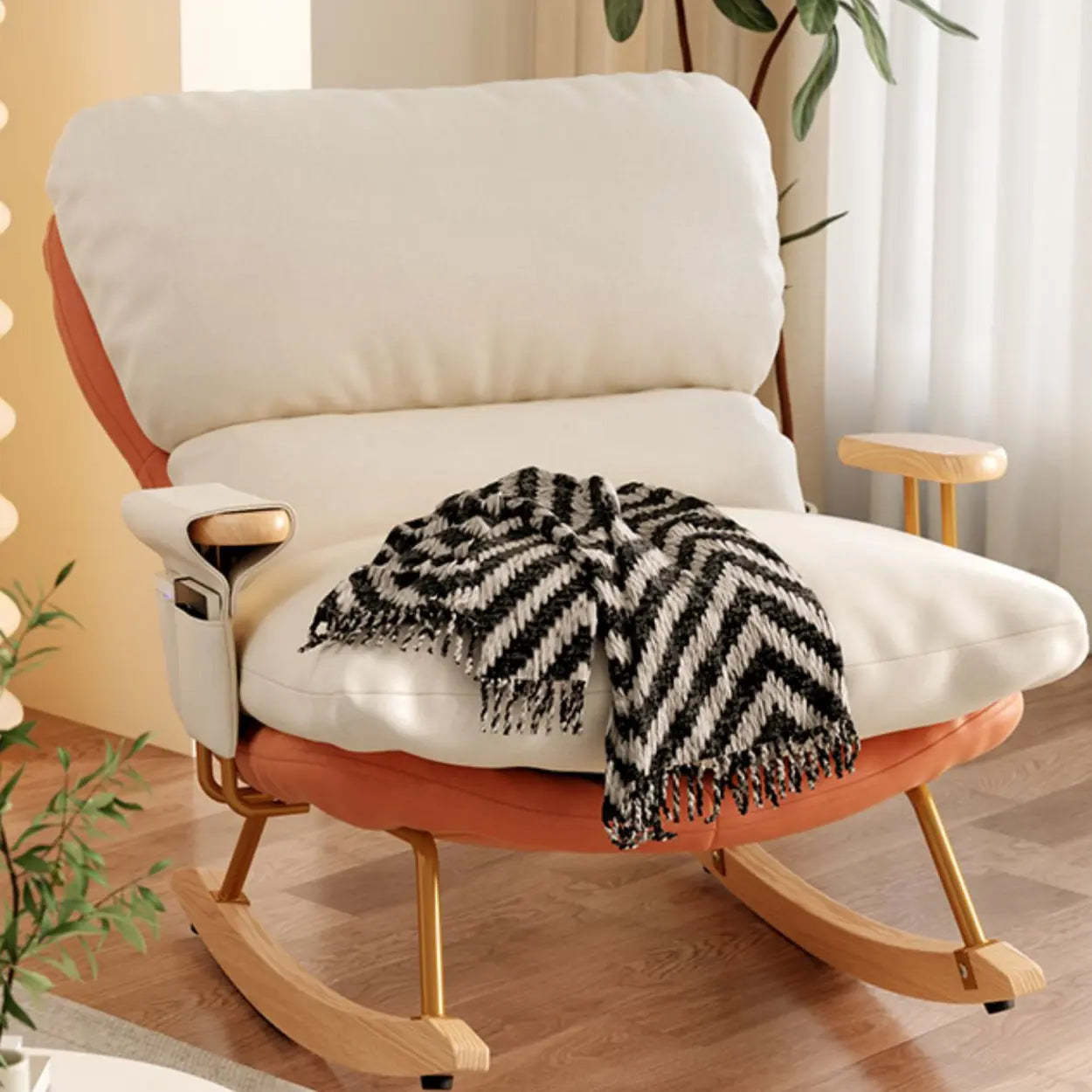 Stain-Resistant Recessed-Arm Rocking Chair