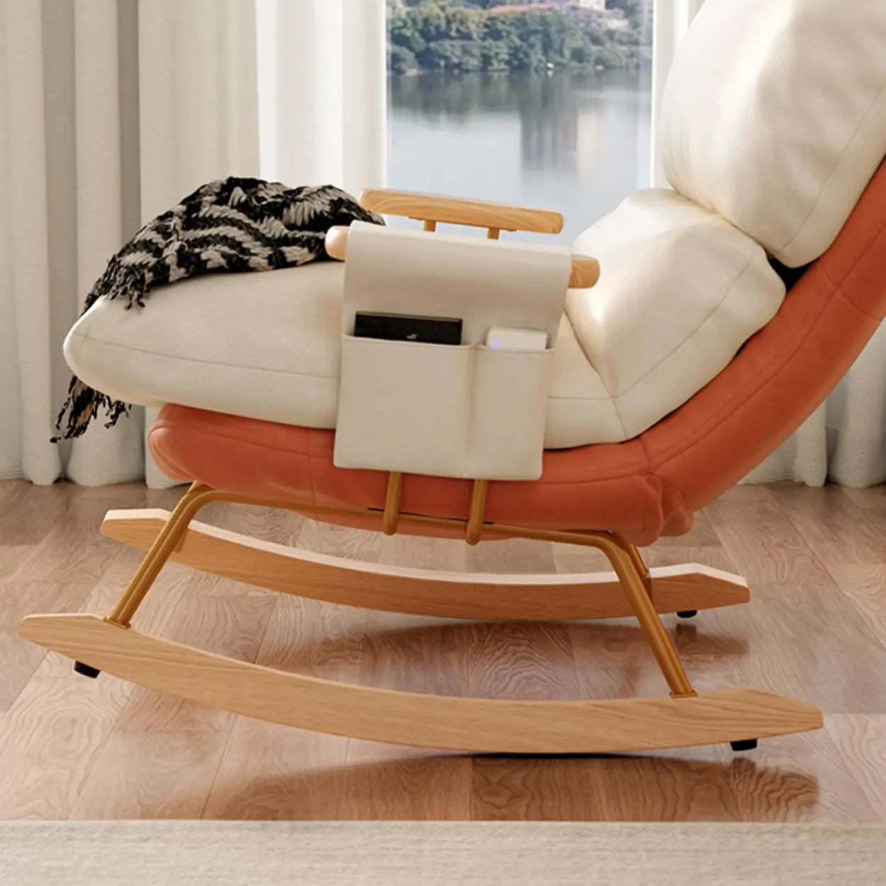 Stain-Resistant Recessed-Arm Rocking Chair