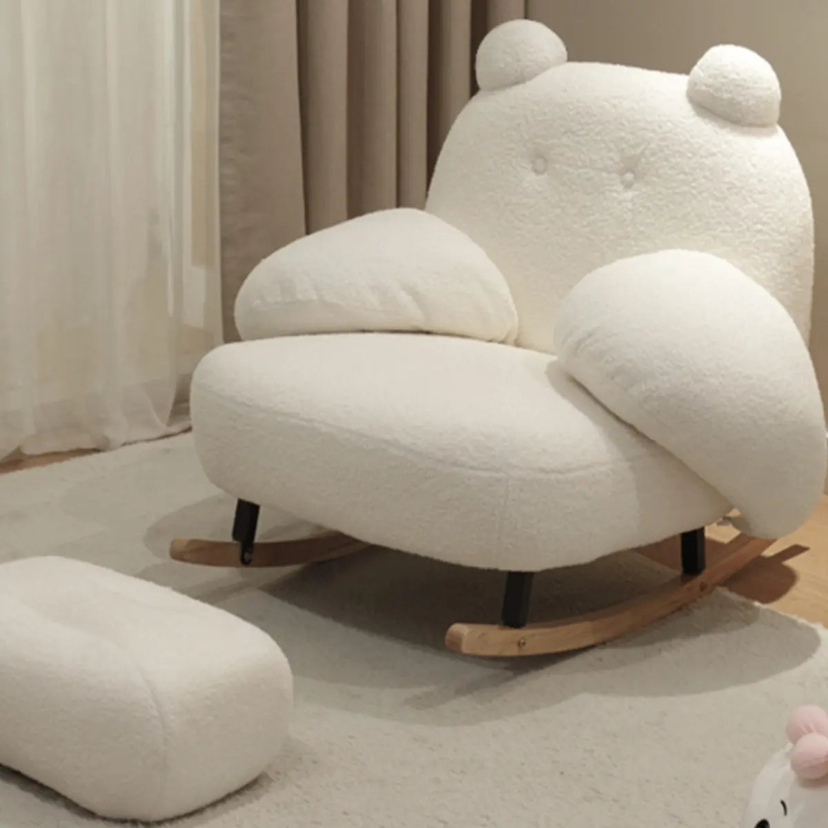 Stain Resistant Upholstered Round Arm Rocking Chair