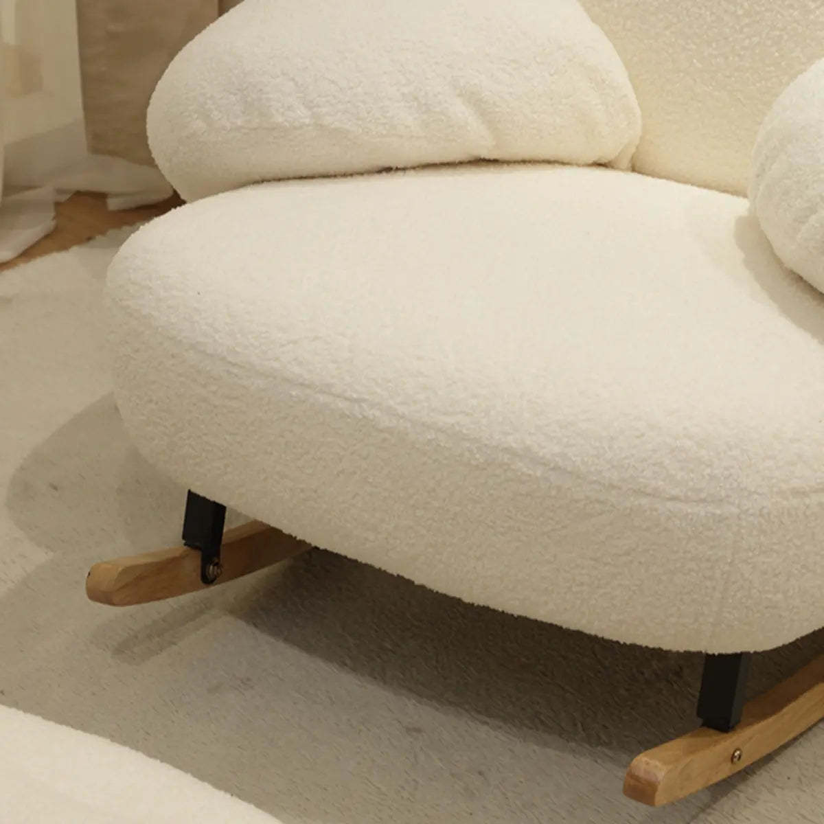 Stain Resistant Upholstered Round Arm Rocking Chair