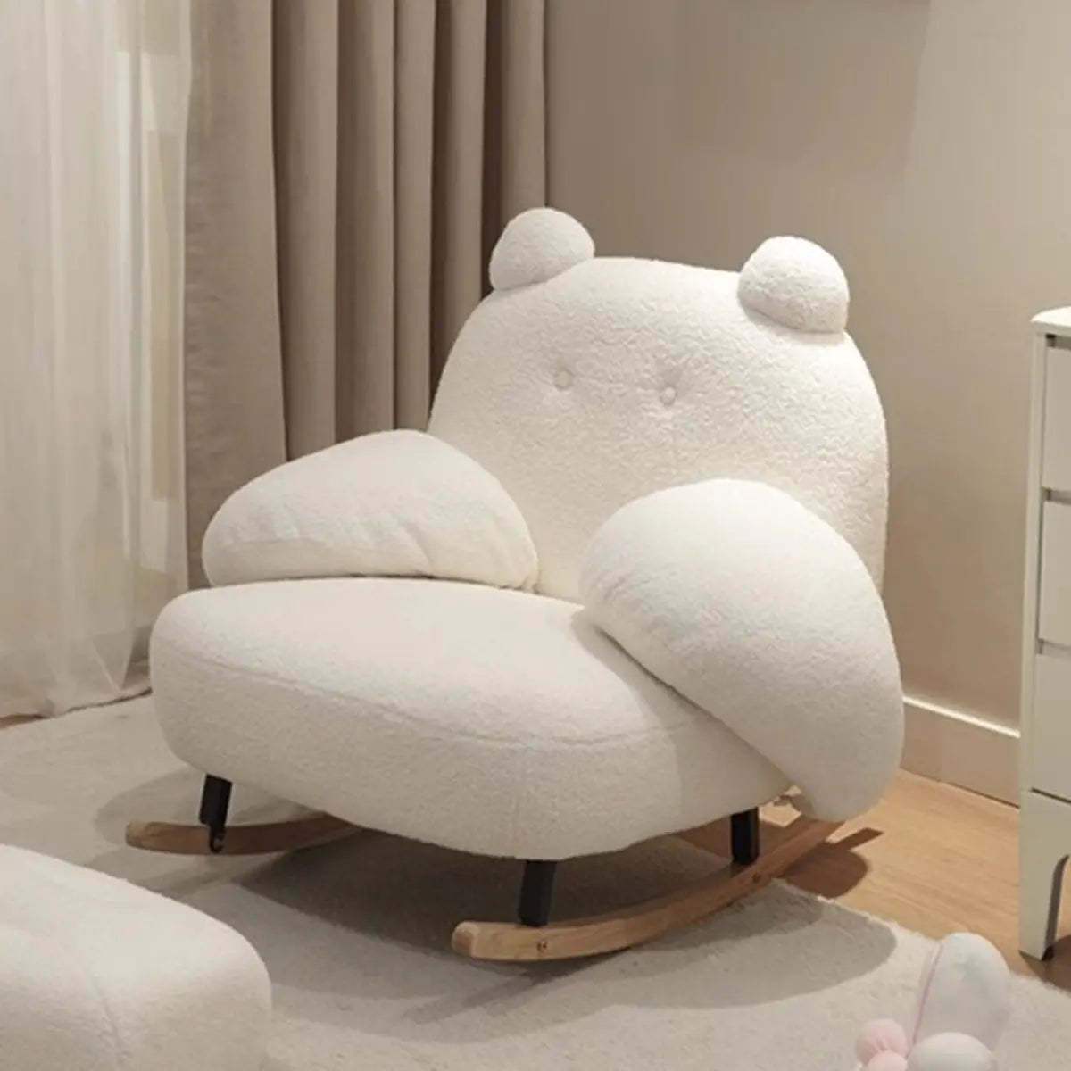 Stain Resistant Upholstered Round Arm Rocking Chair