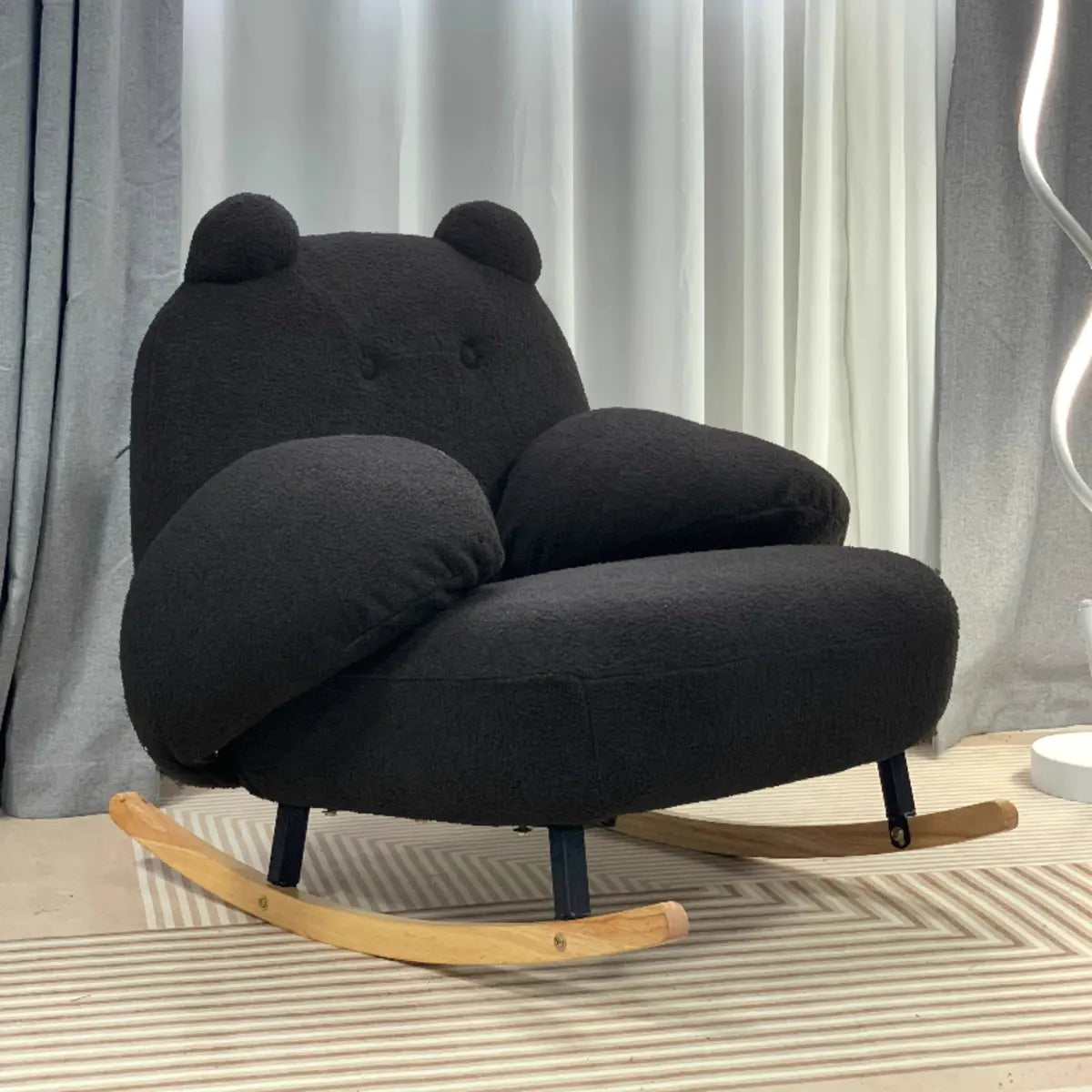Stain Resistant Upholstered Round Arm Rocking Chair