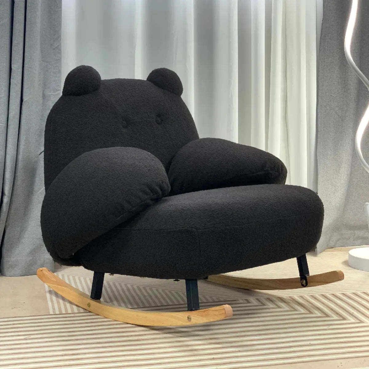 Stain Resistant Upholstered Round Arm Rocking Chair