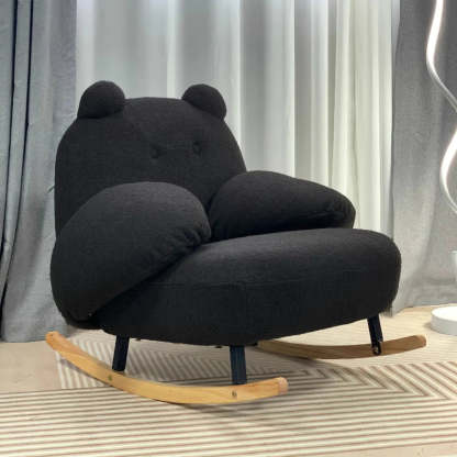 Stain Resistant Upholstered Round Arm Rocking Chair