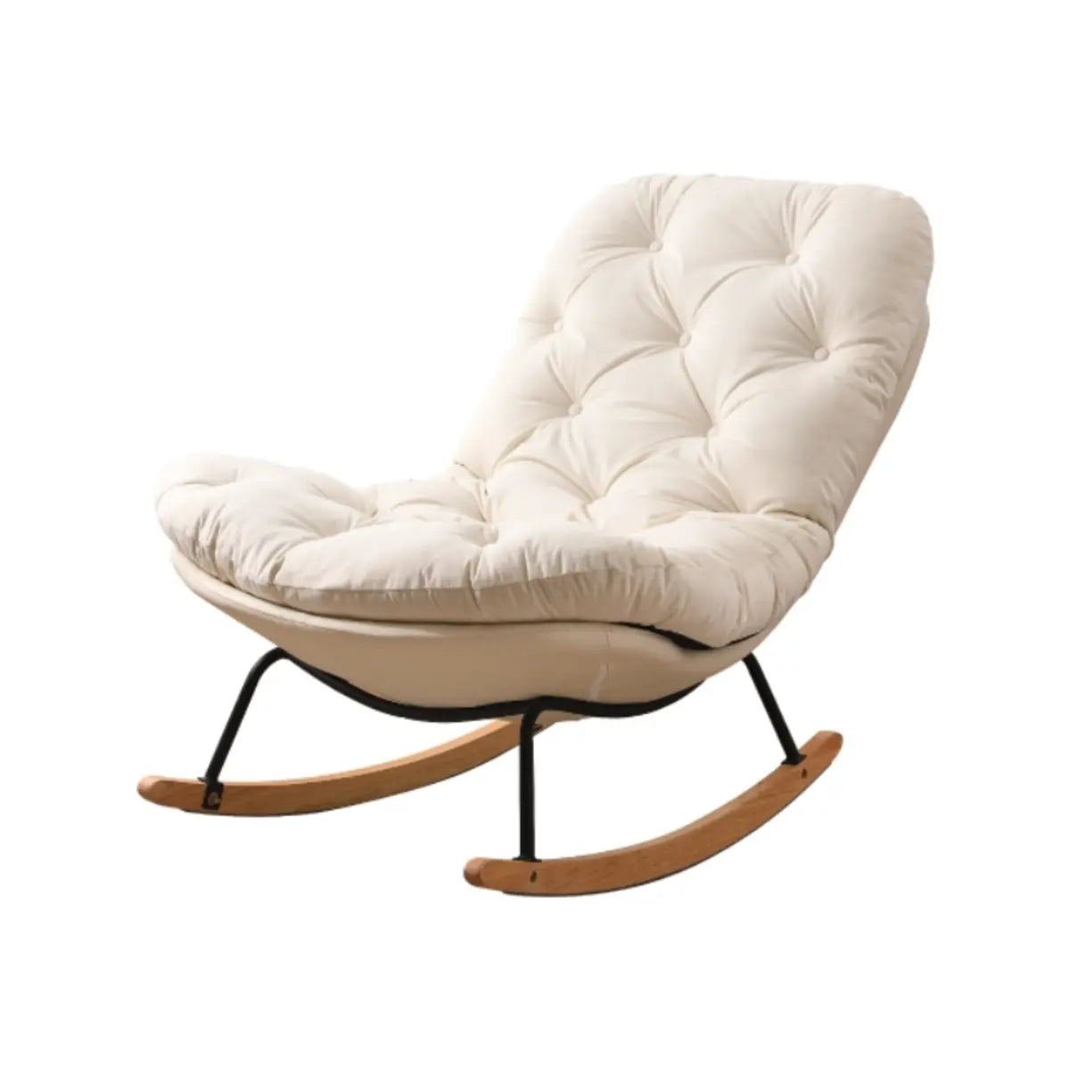 Stain Resistant Upholstered Tufted Wood Rocking Chair