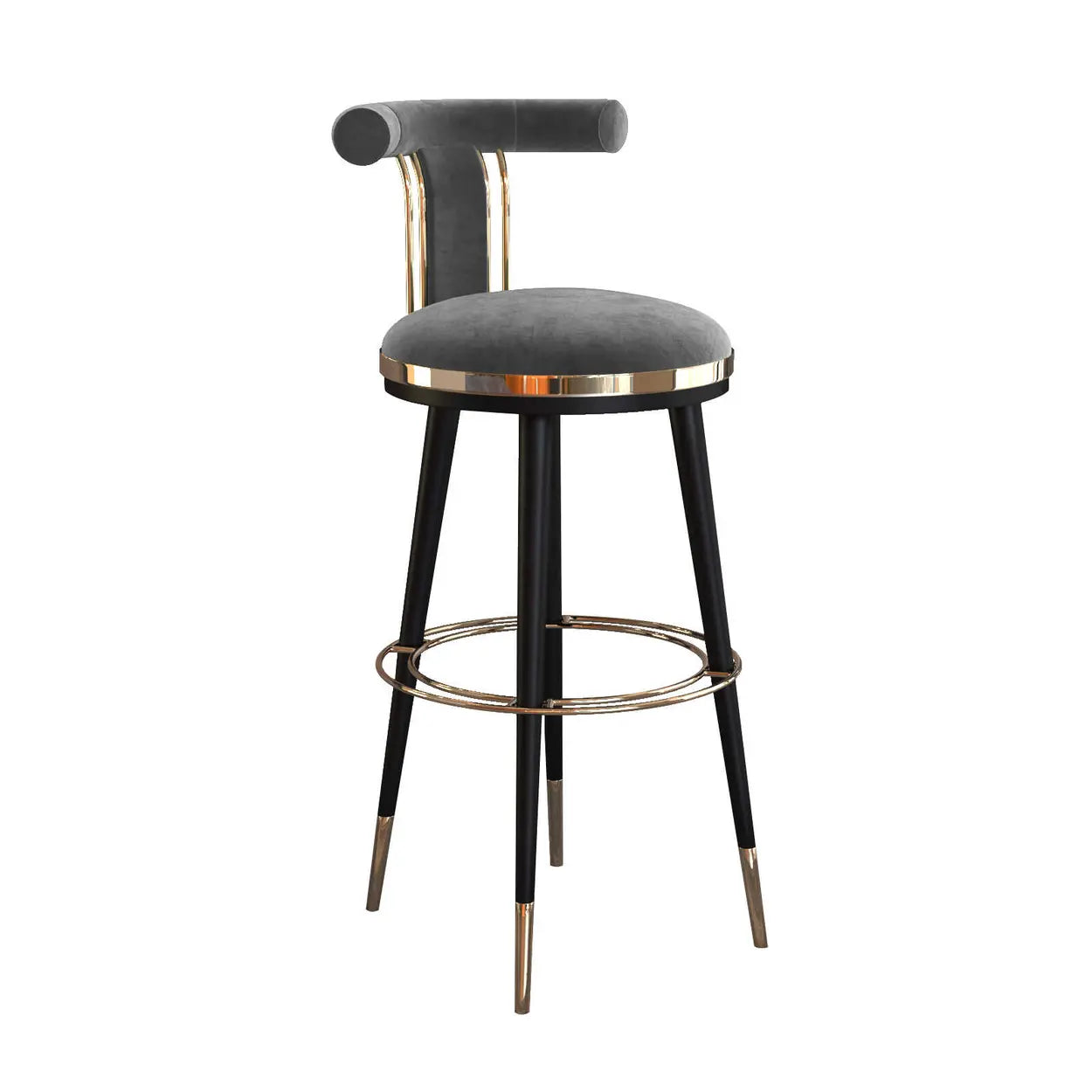 Stainless Steel Round Bar Stool with Curved Back — Blue