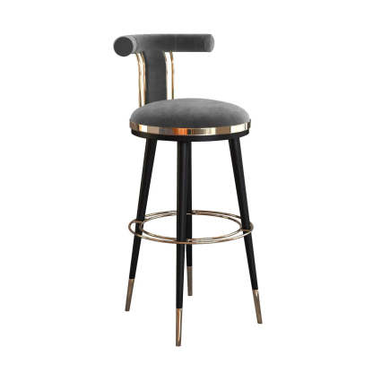 Stainless Steel Round Bar Stool with Curved Back — Blue