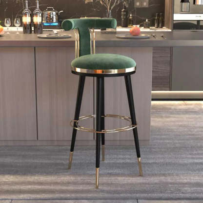 Stainless Steel Round Bar Stool with Curved Back