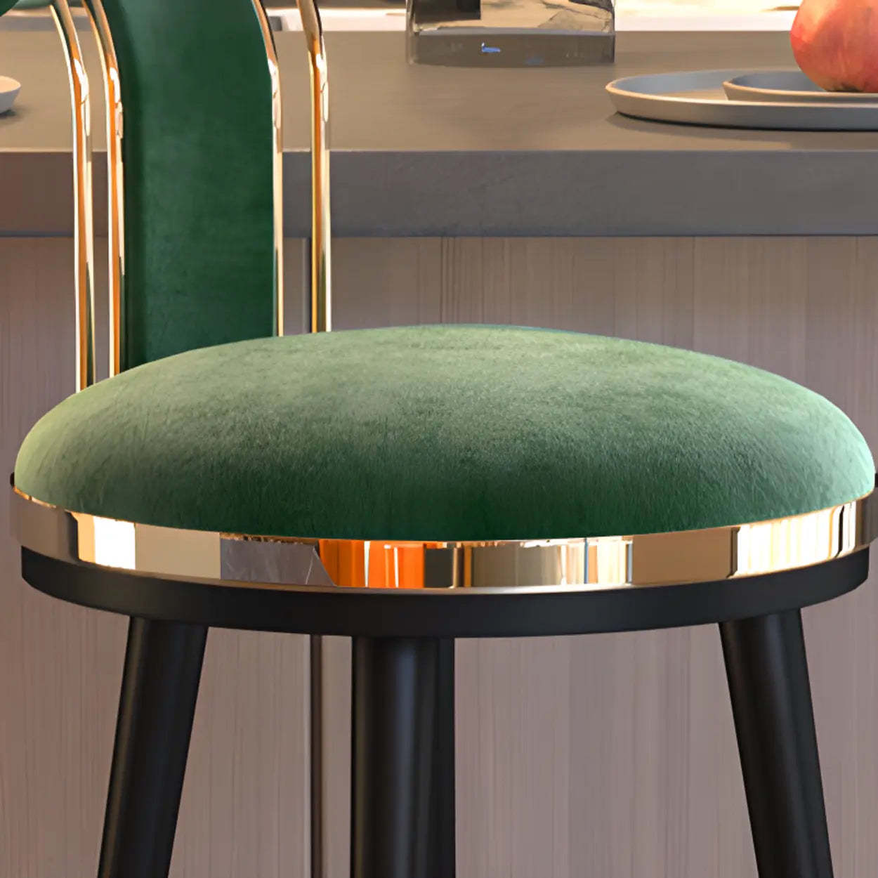 Stainless Steel Round Bar Stool with Curved Back