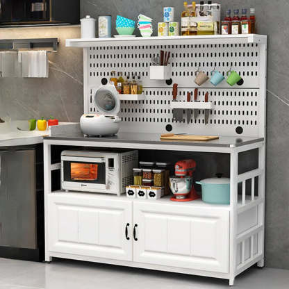 White Stainless Steel Kitchen Counter China Cabinet — Cabinet Not Included