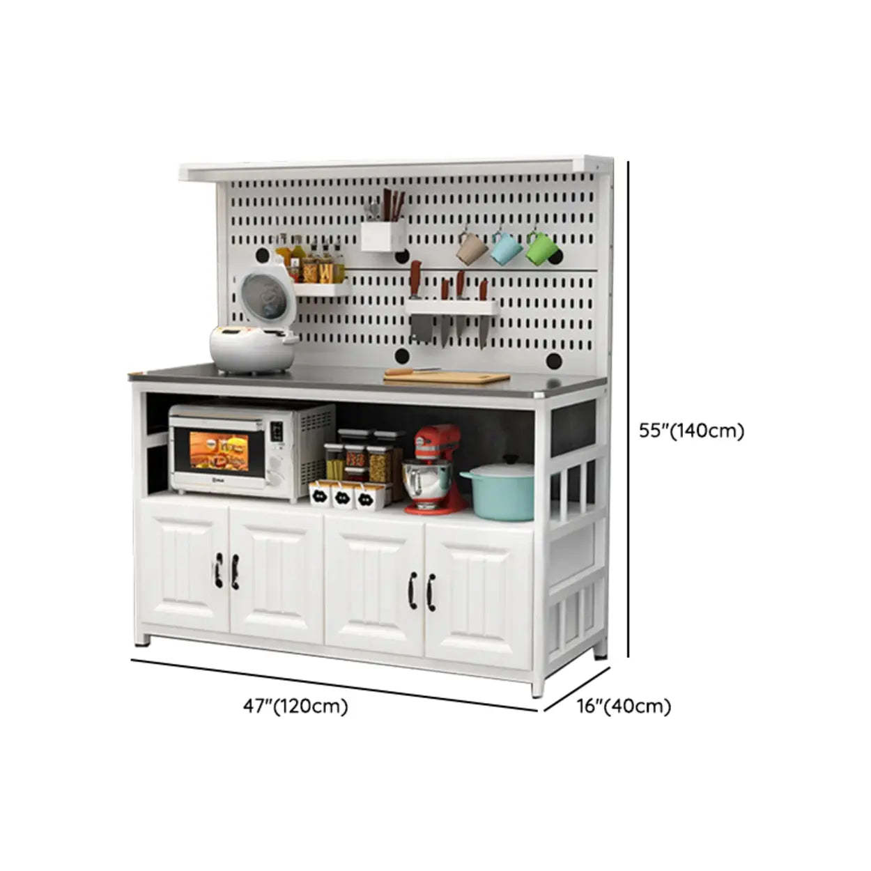 White Stainless Steel Kitchen Counter China Cabinet — 2