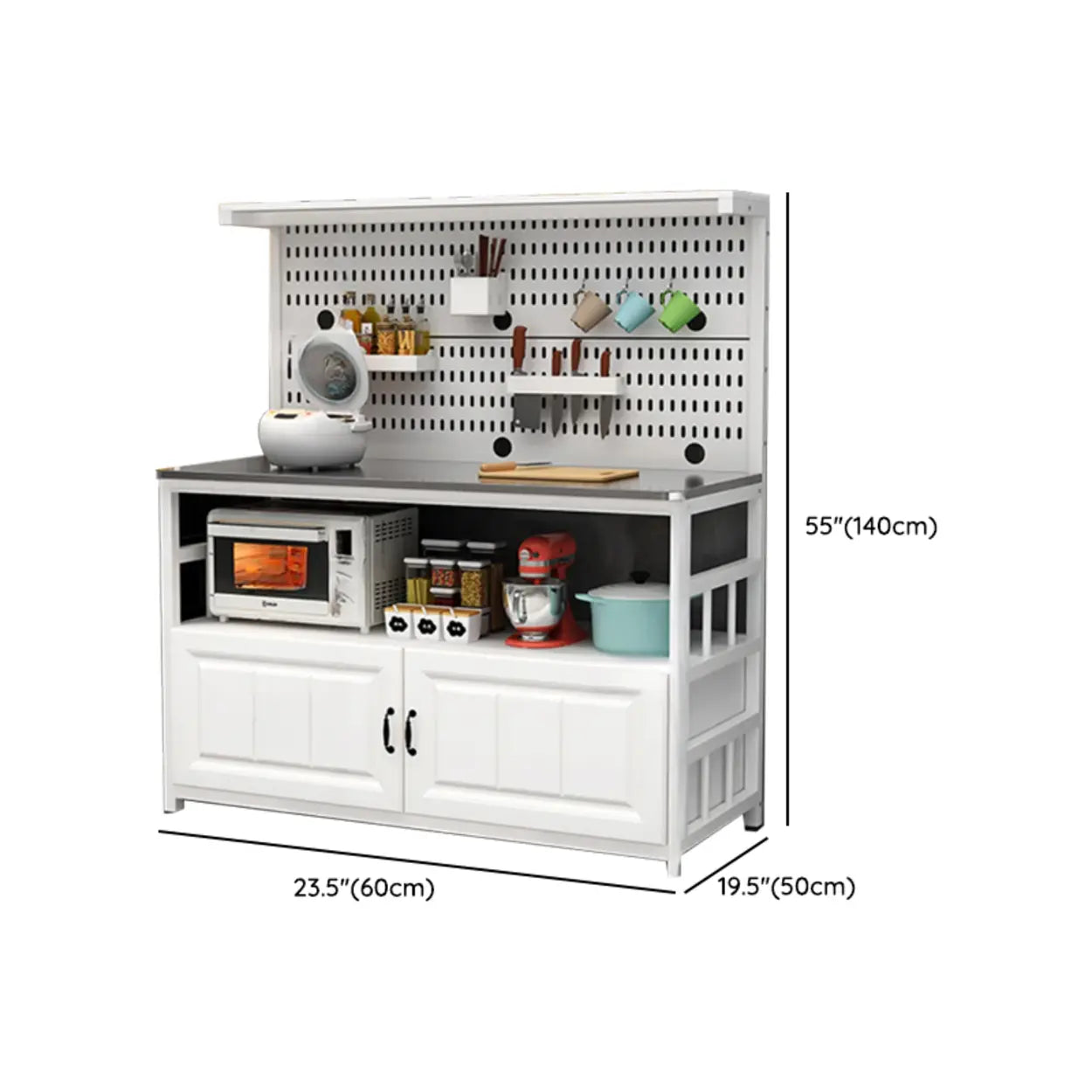 White Stainless Steel Kitchen Counter China Cabinet