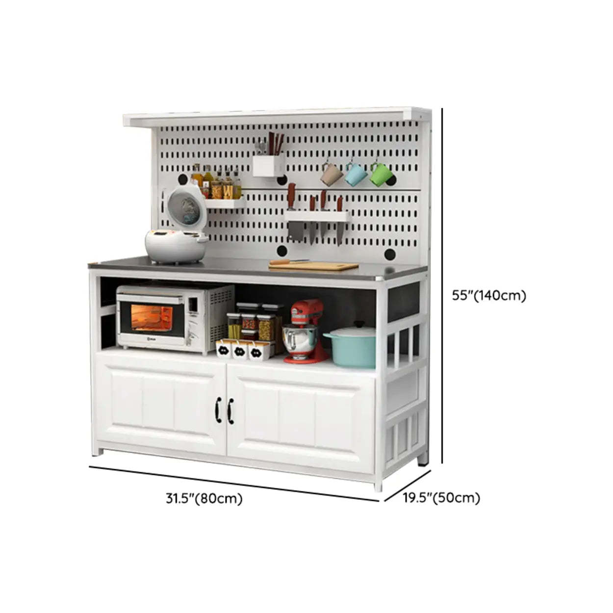White Stainless Steel Kitchen Counter China Cabinet