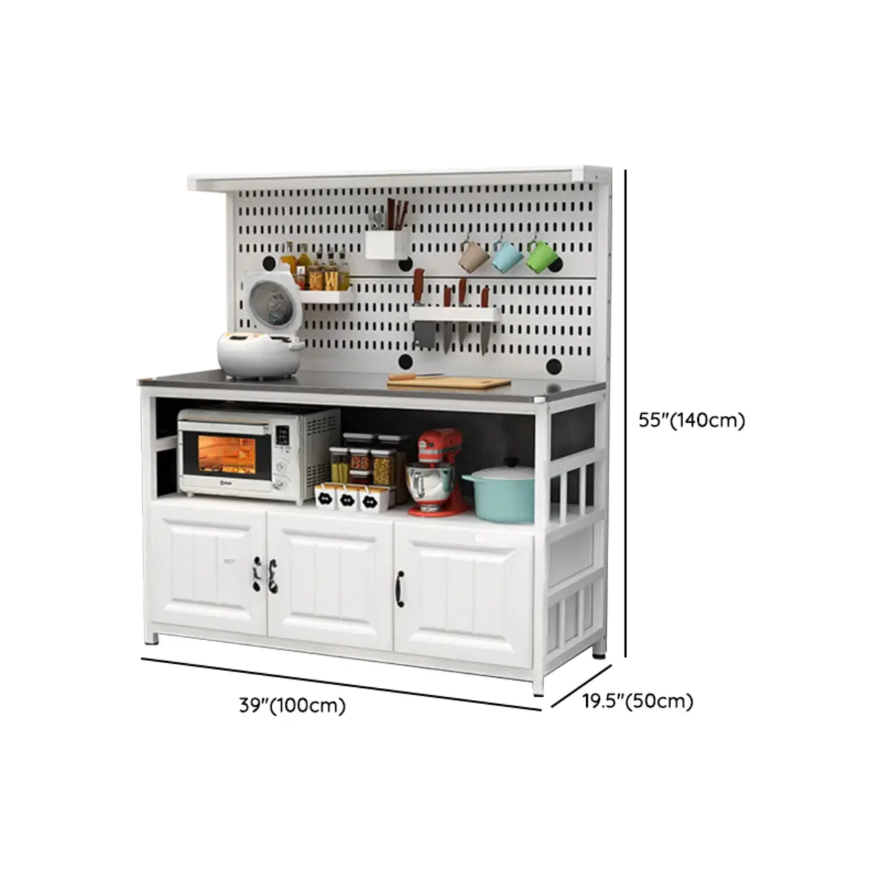 White Stainless Steel Kitchen Counter China Cabinet