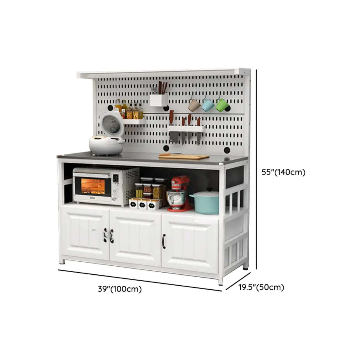 White Stainless Steel Kitchen Counter China Cabinet