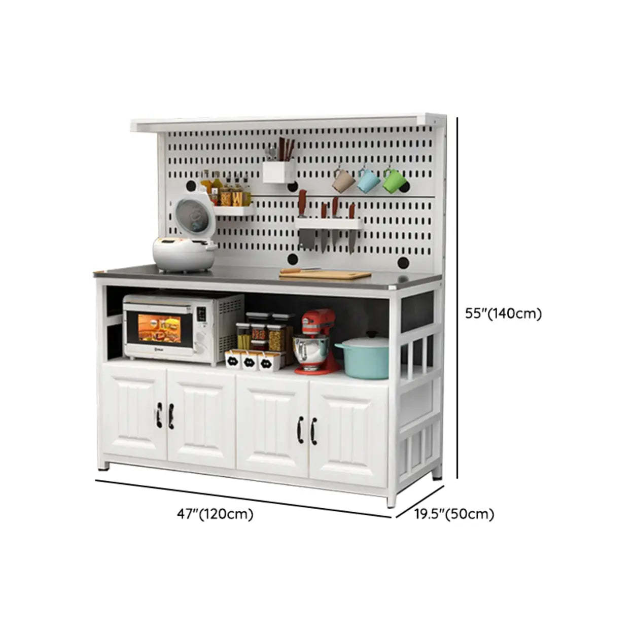 White Stainless Steel Kitchen Counter China Cabinet