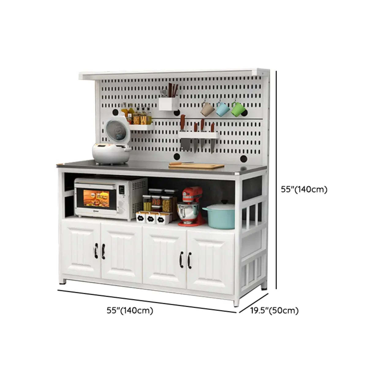 White Stainless Steel Kitchen Counter China Cabinet