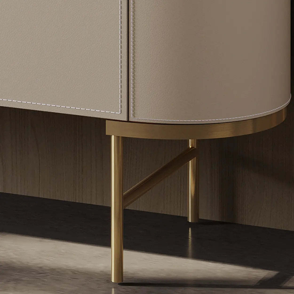 Stainless Steel Oval Marble-Top Console Table — Dark Gray