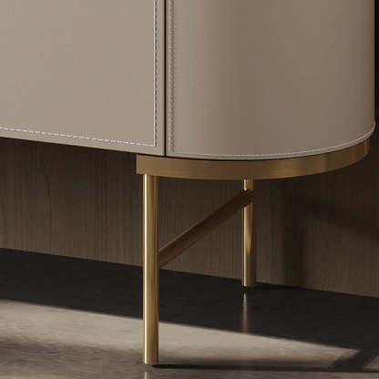Stainless Steel Oval Marble-Top Console Table — Dark Gray