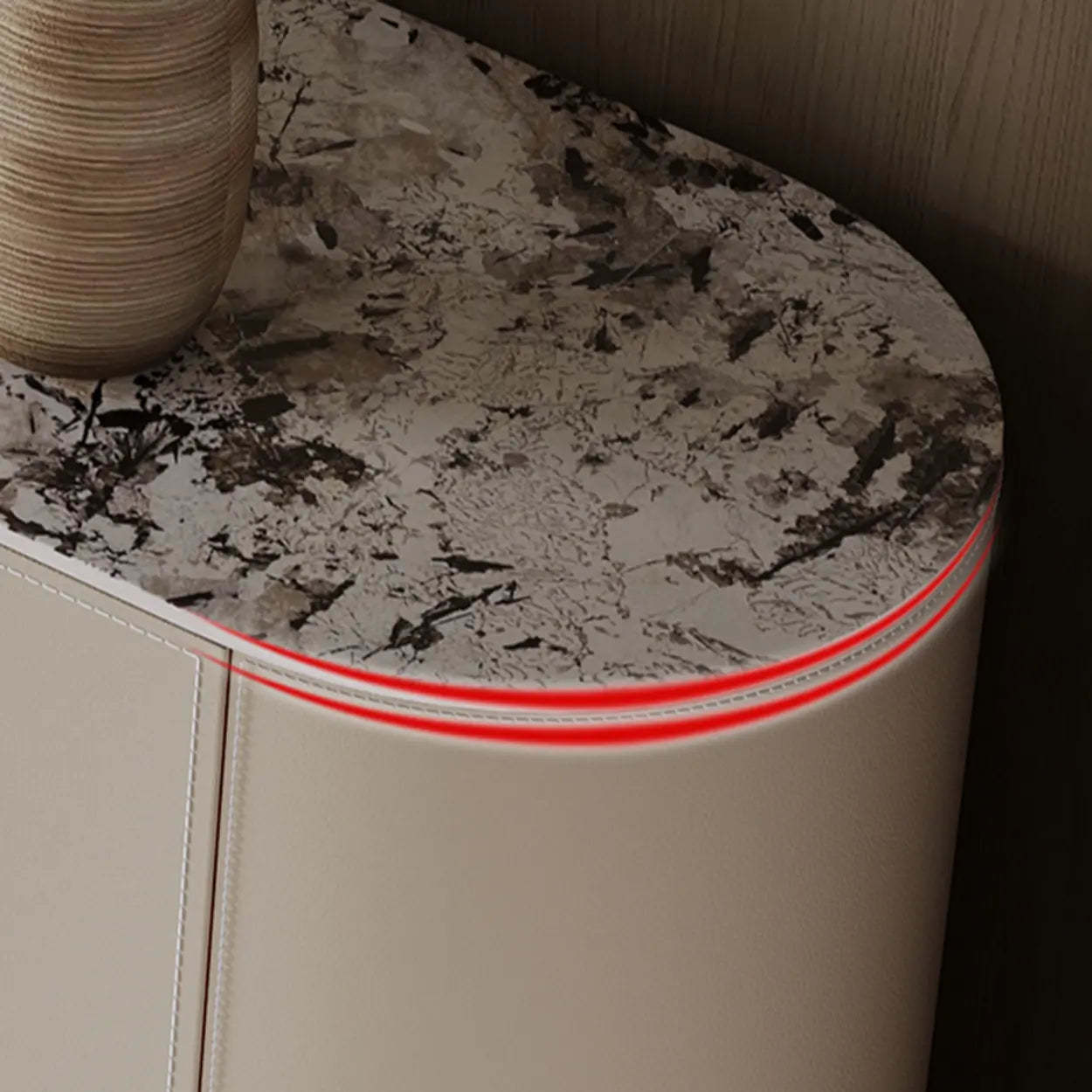 Stainless Steel Oval Marble-Top Console Table — Dark Gray
