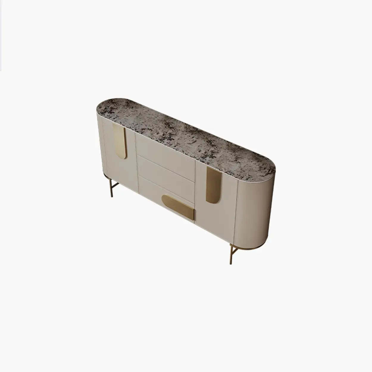 Stainless Steel Oval Marble-Top Console Table — Black