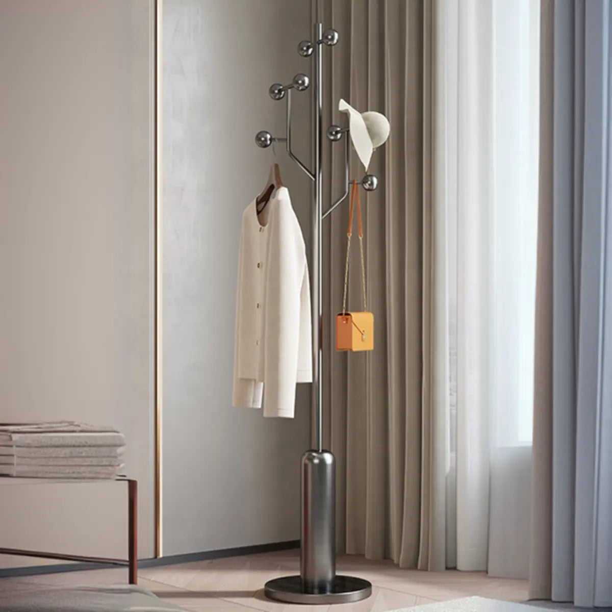 Silver Stainless Steel Tree Coat Rack