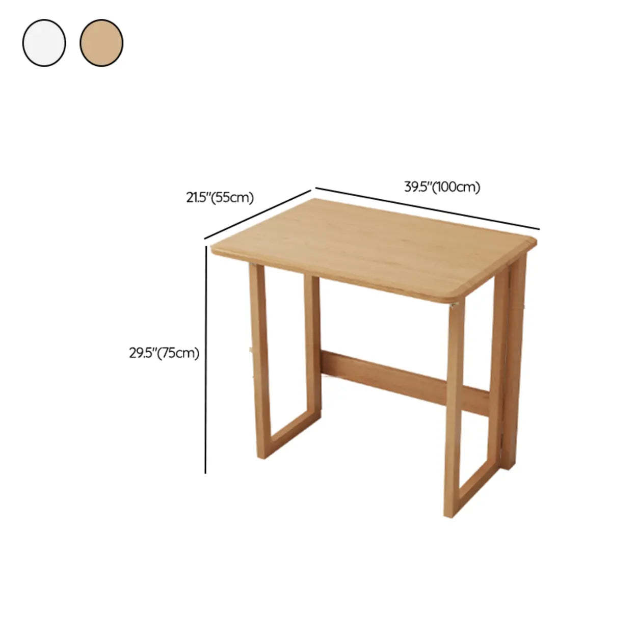 Foldable Rectangular Wood Computer Desk