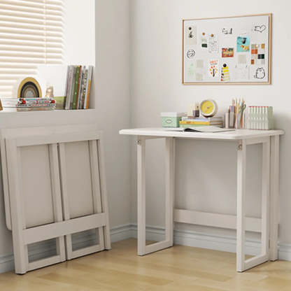 Foldable Rectangular Wood Computer Desk — White / Table Only