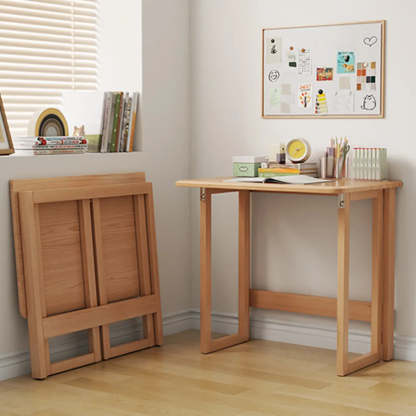 Foldable Rectangular Wood Computer Desk — White / Table Only