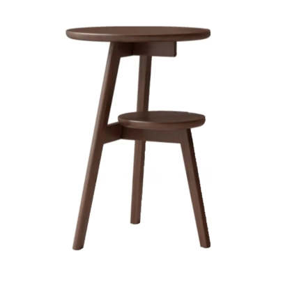 Brown Tripod Wood Round Side Table