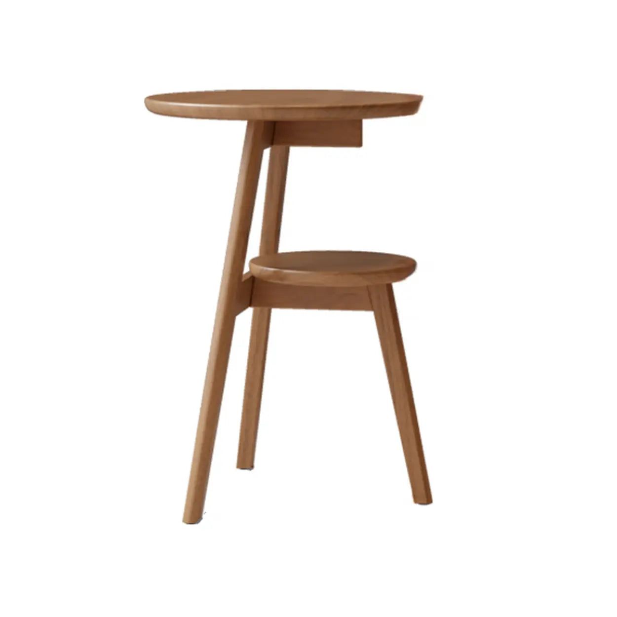 Brown Tripod Wood Round Side Table — Nut-Brown
