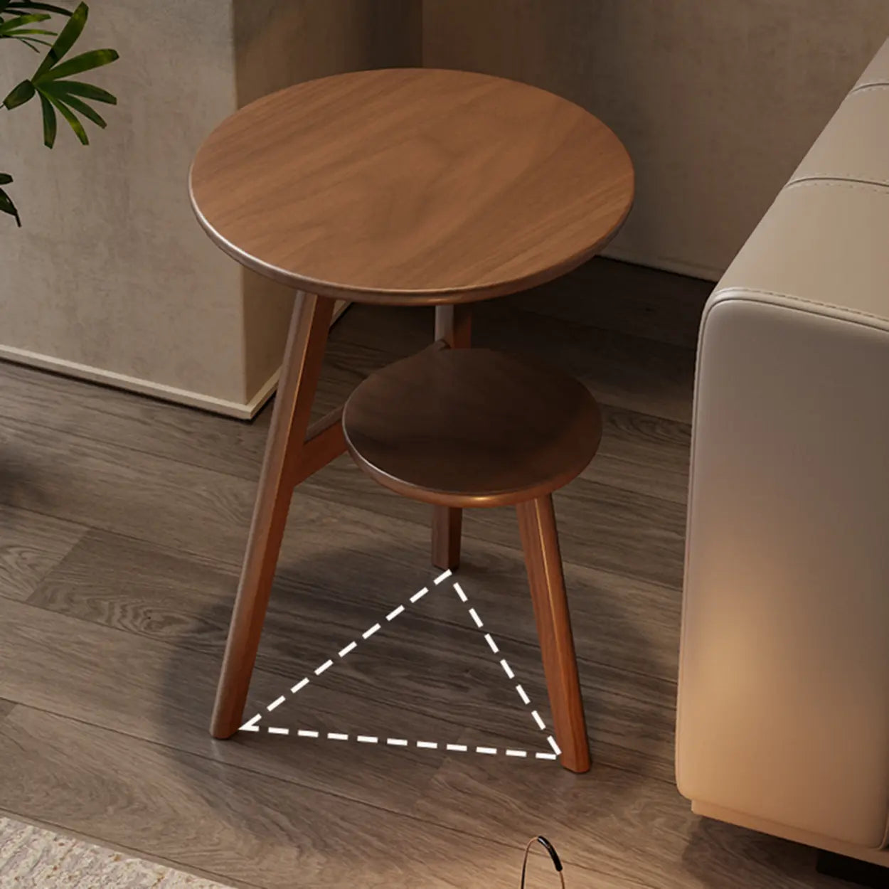 Brown Tripod Wood Round Side Table