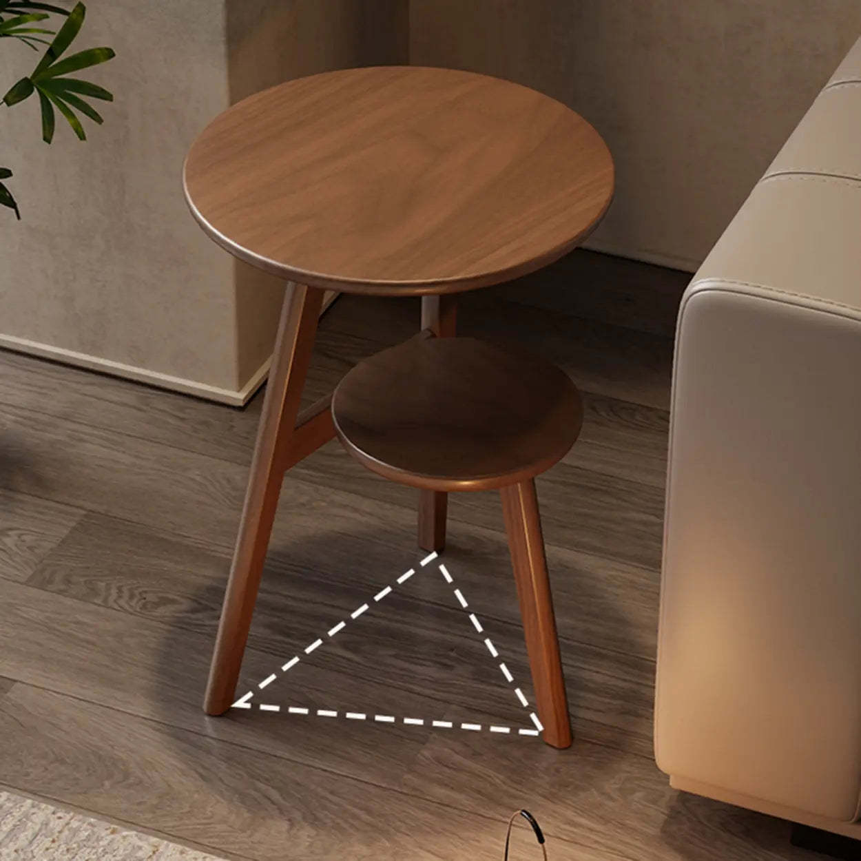 Brown Tripod Wood Round Side Table