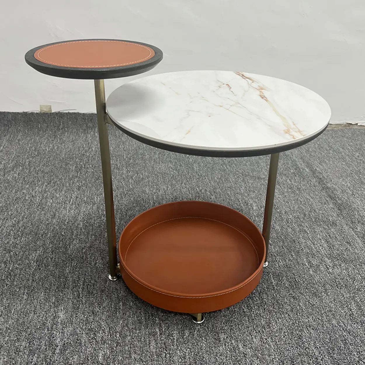 Nordic round end coffee tables in steel — Orange