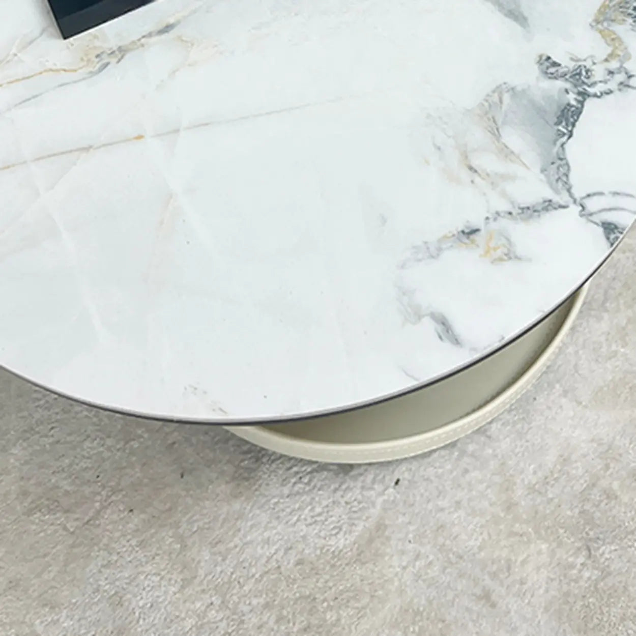 Gray Steel-Base Round Marble End Table | Lighom