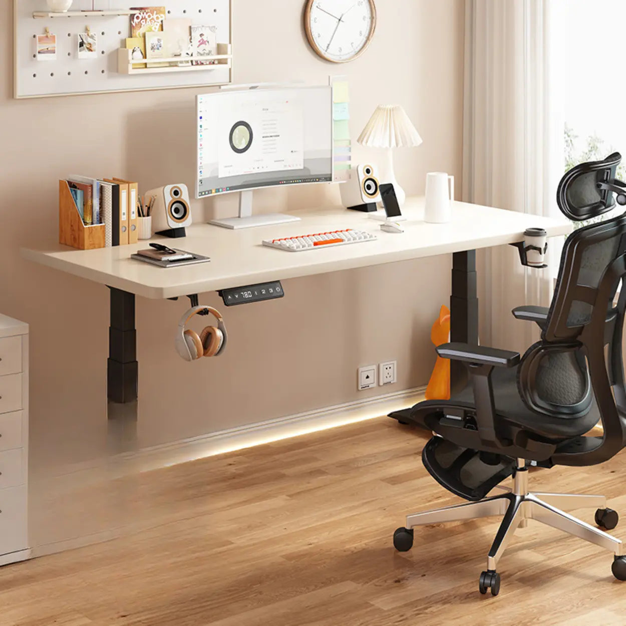 Height-Adjustable Wood Writing Desk