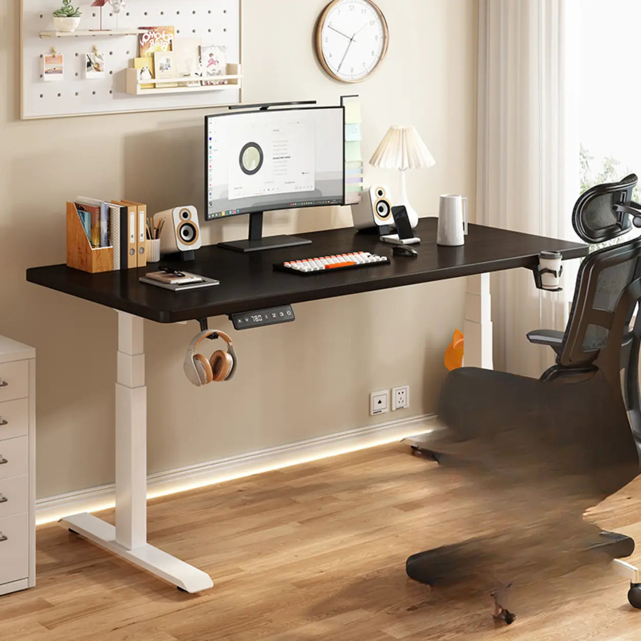 Height-Adjustable Wood Writing Desk