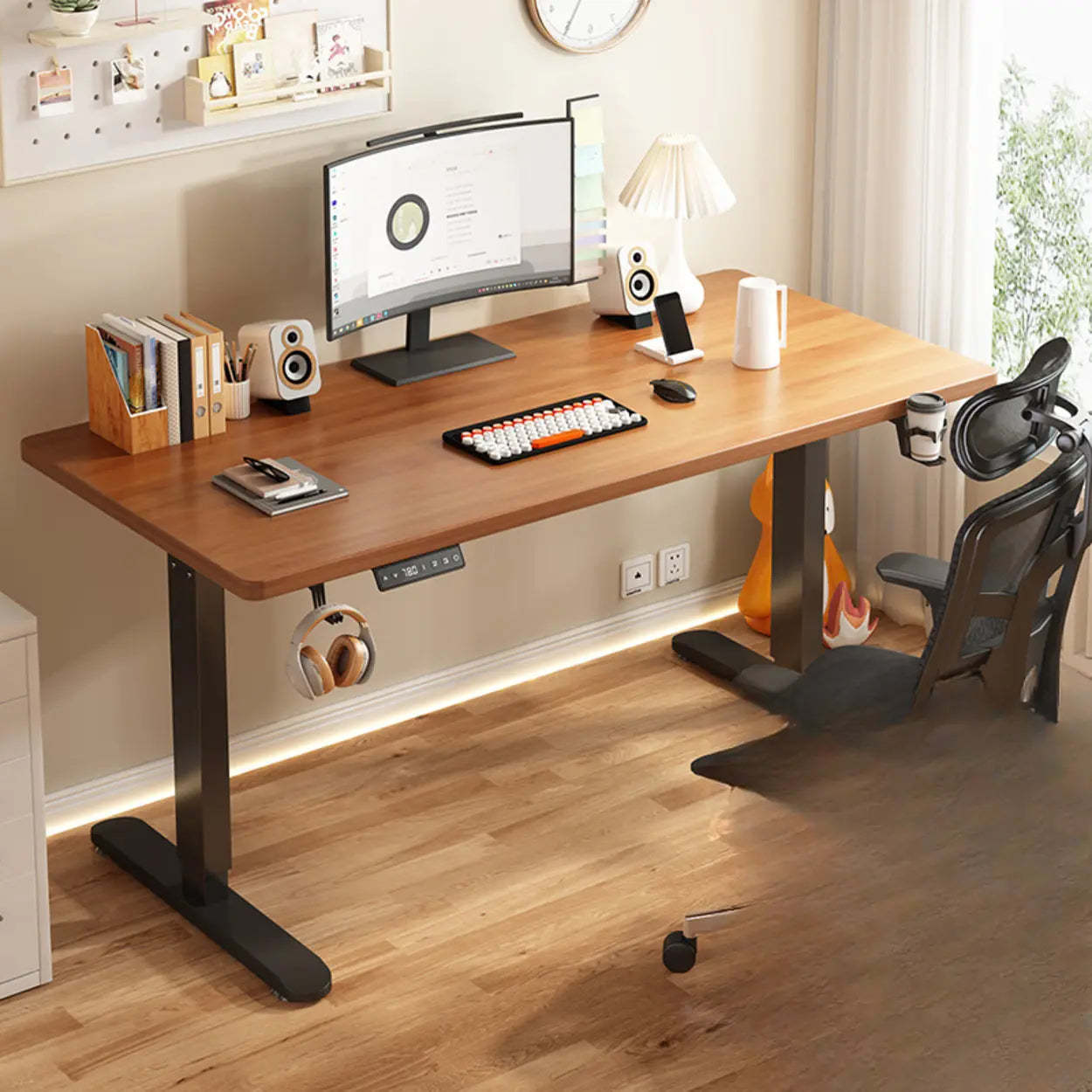 Height-Adjustable Wood Writing Desk