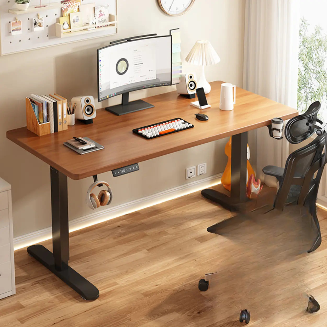 Height-Adjustable Wood Writing Desk